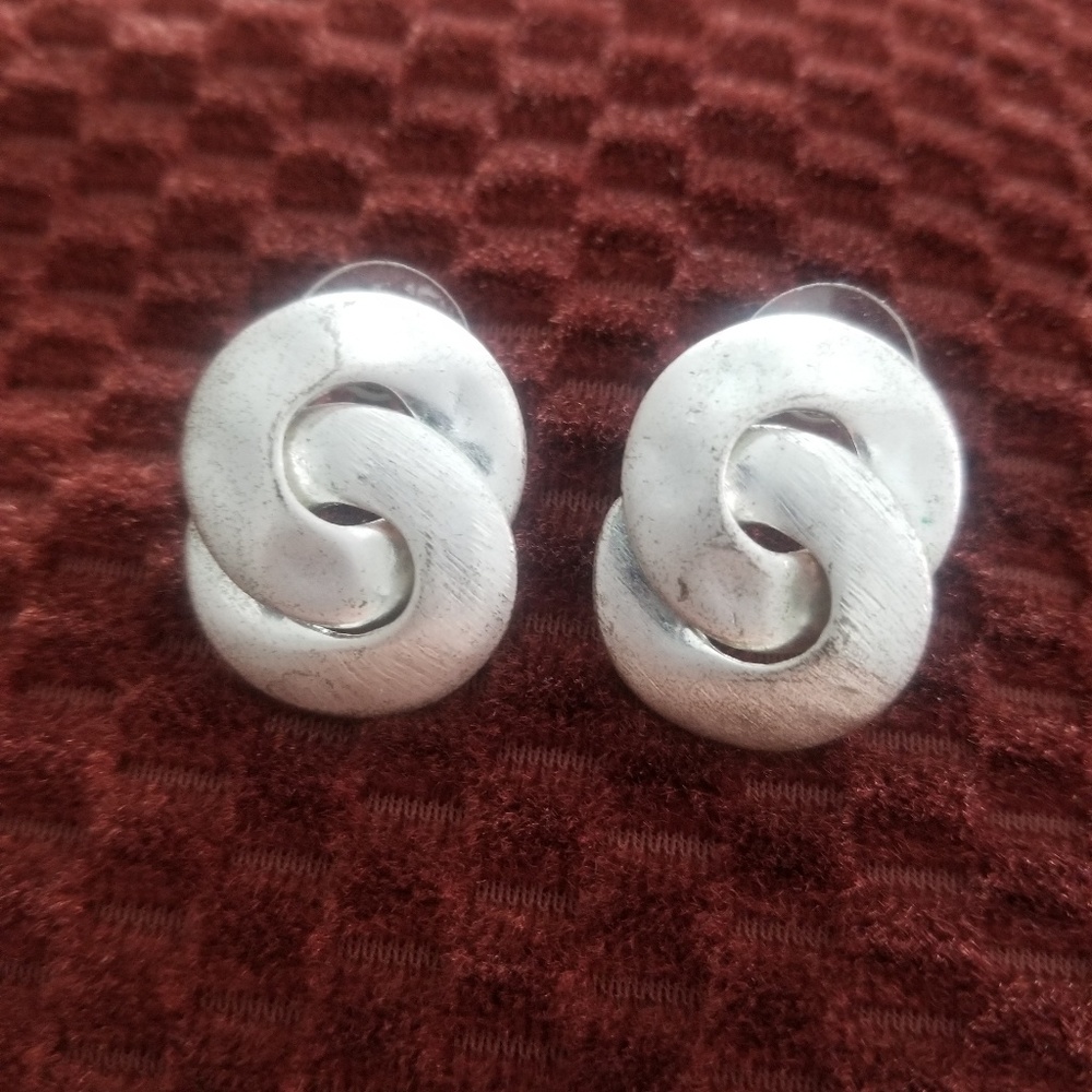 Brushed silver post earrings